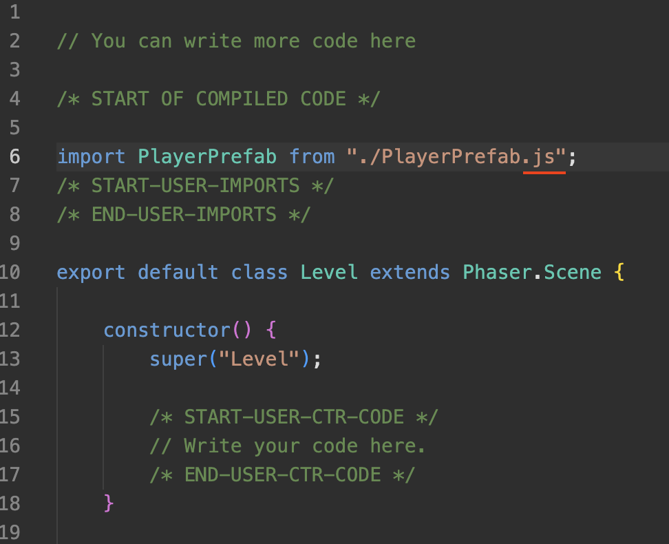 import file extension in code