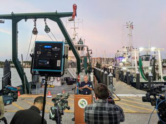 Dr. Monty Graham, FIO Director, addresses media Wednesday morning from Bayboro Harbor